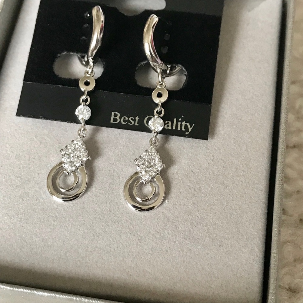 Silver earring W Rhinestone - Picture 4 of 4